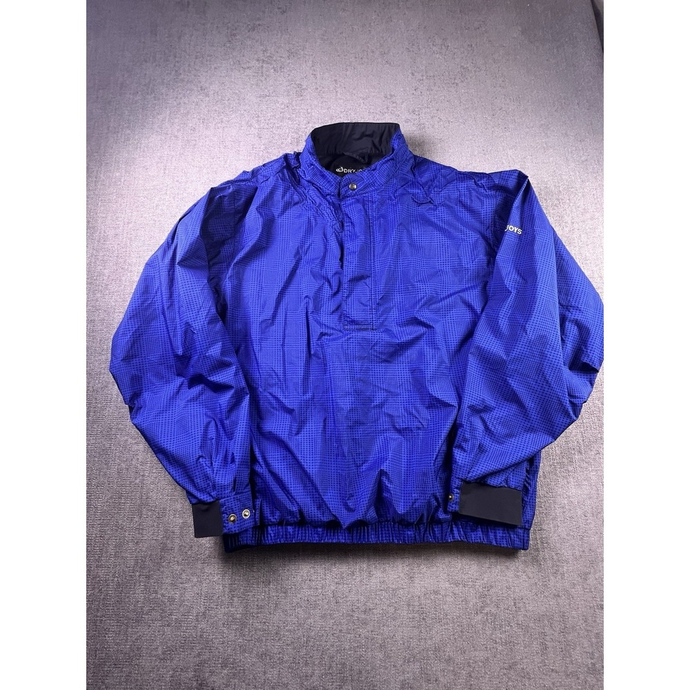Dryjoys Footjoy 1/2 Zip Pullover Men's XL Blue‎ All over Blk Check Golf Outdoor